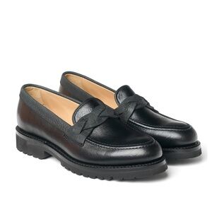 Cheaney Cora Loafer in Black Kudu/Moc Croc Nubuck